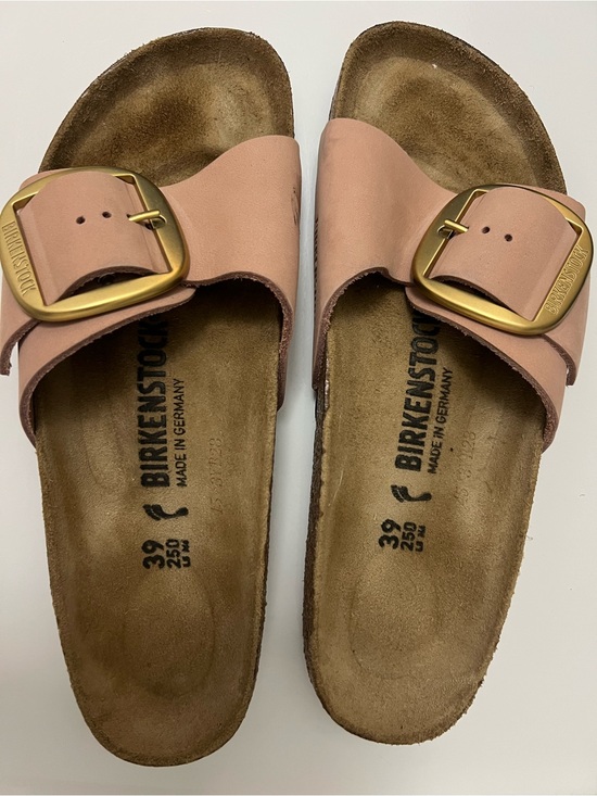 Birkenstock Shoes - Birkenstock Women's Blush Single Strap Sandals with Gold Buckles